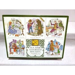 Vintage Tea Time Assorted Biscuits Tin Story Time  6 1/2” X 9 X 1.75" England